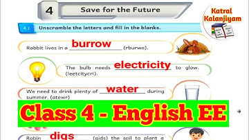 EE 4th standard English Term-2 workbook answers unit-5 Save for the future Ennum Ezhuthum workbook 