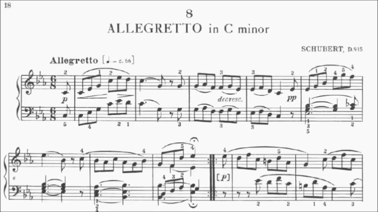 Trinity TCL Piano 2021-2023 Grade 6 A14 Schubert Allegretto in C Minor ...