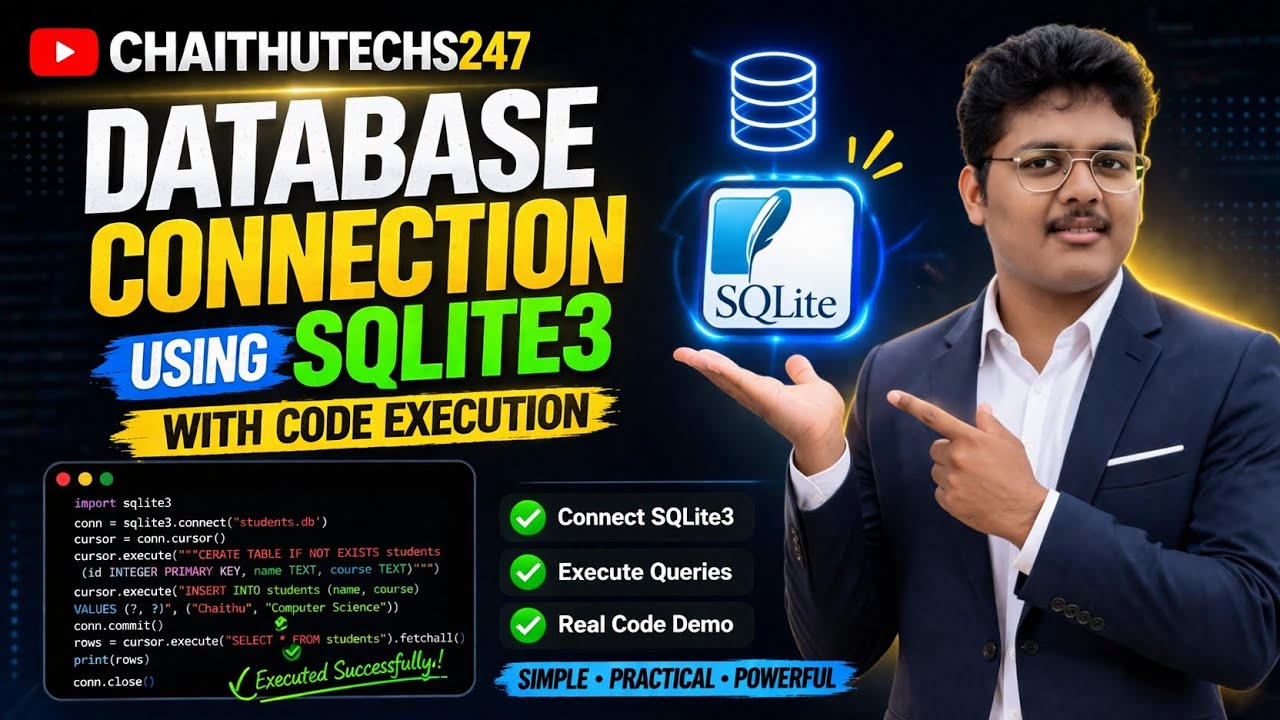 DATABASE CONNECTION THROUGH SQLITE3 IN PYTHON by @chaithutechs247 - YouTube