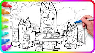 BLUEY Coloring Pages - Drawing Time. I show you How to color Bluey, Bingo and Mom