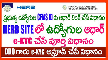 HOW TO Link Employee AADHAR Number with CFMS ID - Aadhar E KYC Process in Herb Site and Herb App