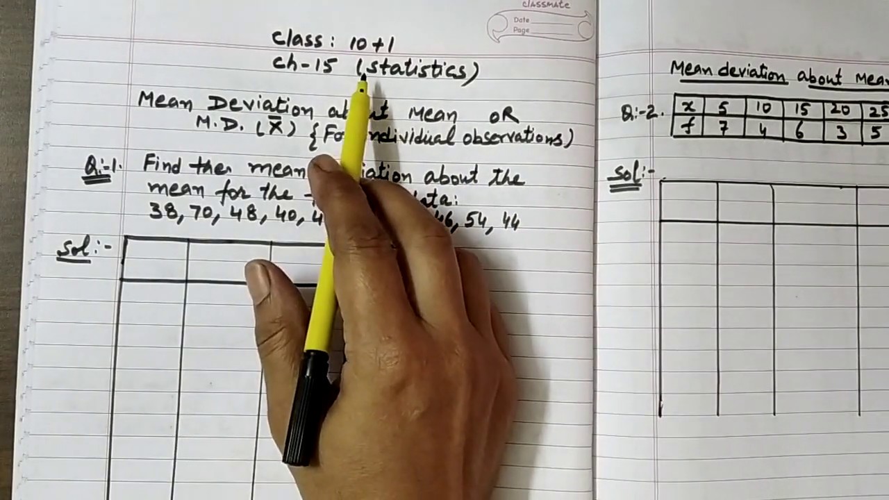 Mean Deviation About Mean Class XI Statistics Part 1 YouTube