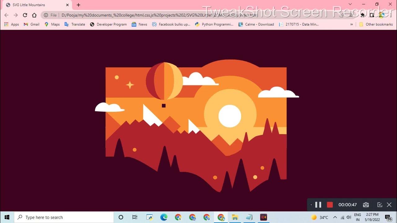 SVG little mountains | HTML, CSS, JS projects | Study easier by Pooja ...