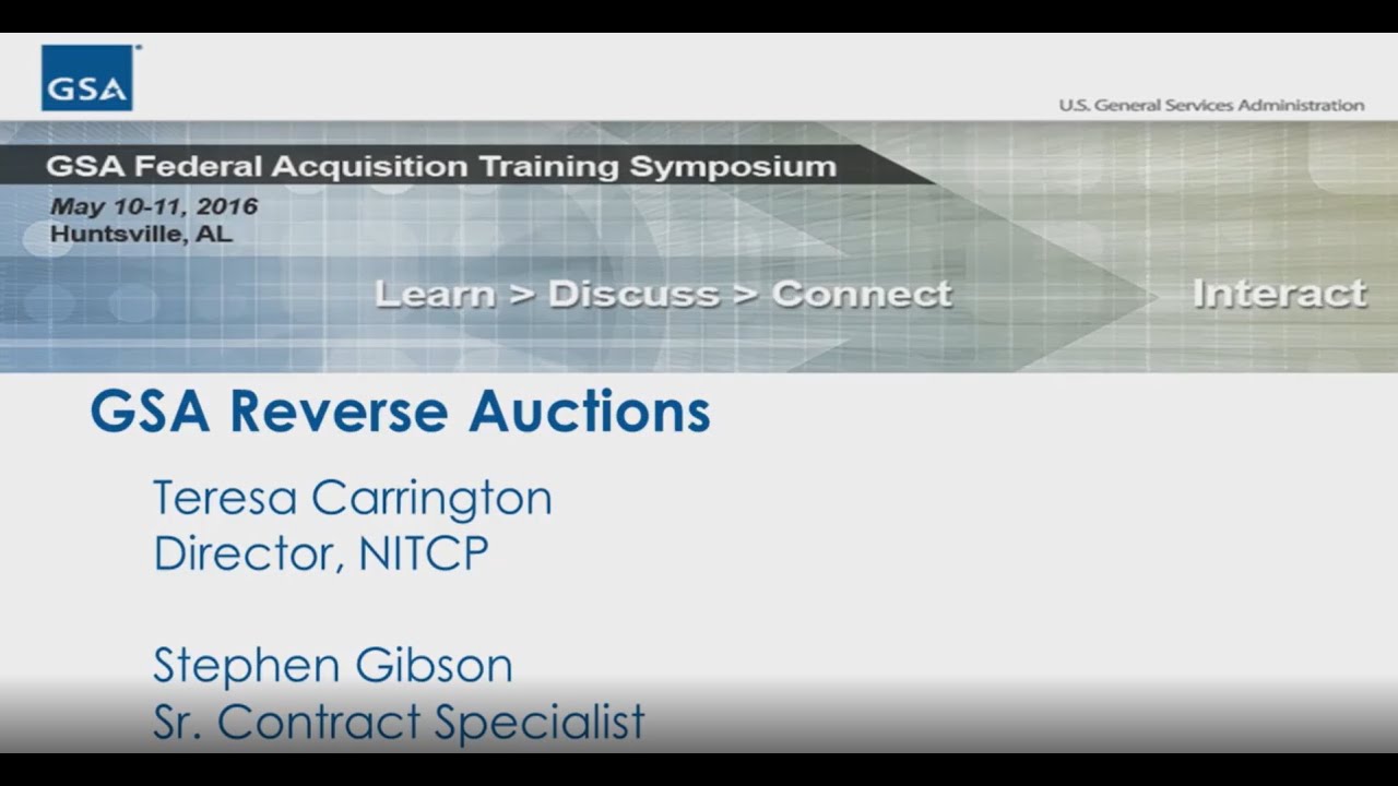 GSA Reverse Auctions YouTube