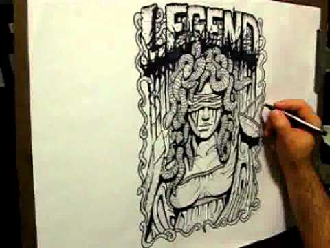 Time-Lapse hand-drawn Tshirt design for Rise Records' "Legend" - Random Awesome