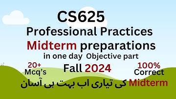 CS625 midterm preparation in one day Falls 2024 |All quiz | professional practices #cs625
