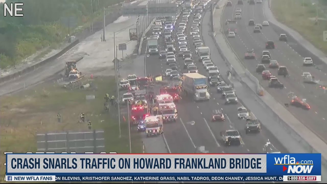 Delays build after crash on southbound Howard Frankland Bridge - YouTube
