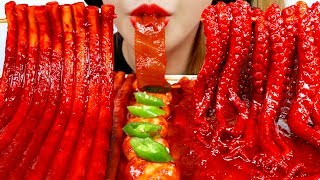 ASMR SPICY OCTOPUS,NOODLES RICE CAKES,MUSHROOMS 매운낙지볶음,누들떡볶이,중국당면,버섯 먹방 NO TALKING EATING SOUNDS