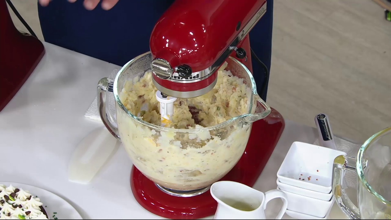 KitchenAid 6-qt 575 Watt Glass Bowl Lift Stand Mixer w/ Flex Edge & Recipes  on QVC 