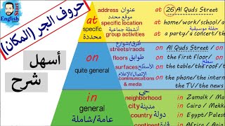 (30)شرح حروف الجر مع المكان in-on-at في اللغه الانجليزيه (prepositions of place)