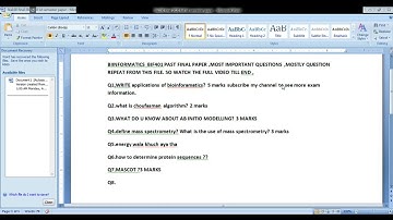 BIOINFORMATICS BIF401 FINAL PAST PAPER / VU STUDENTS FIRST SEMESTER