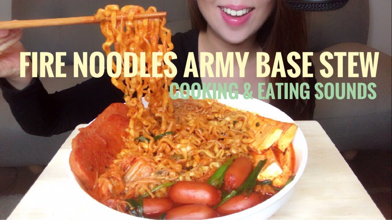 ASMR Spicy Noodles Army Base Stew | Budae Jjigae 부대찌개 | Cooking & Eating Sounds (No Talking)