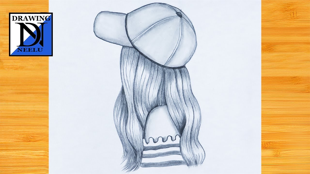 How to draw a girl with cap, Girl drawing easy step by step