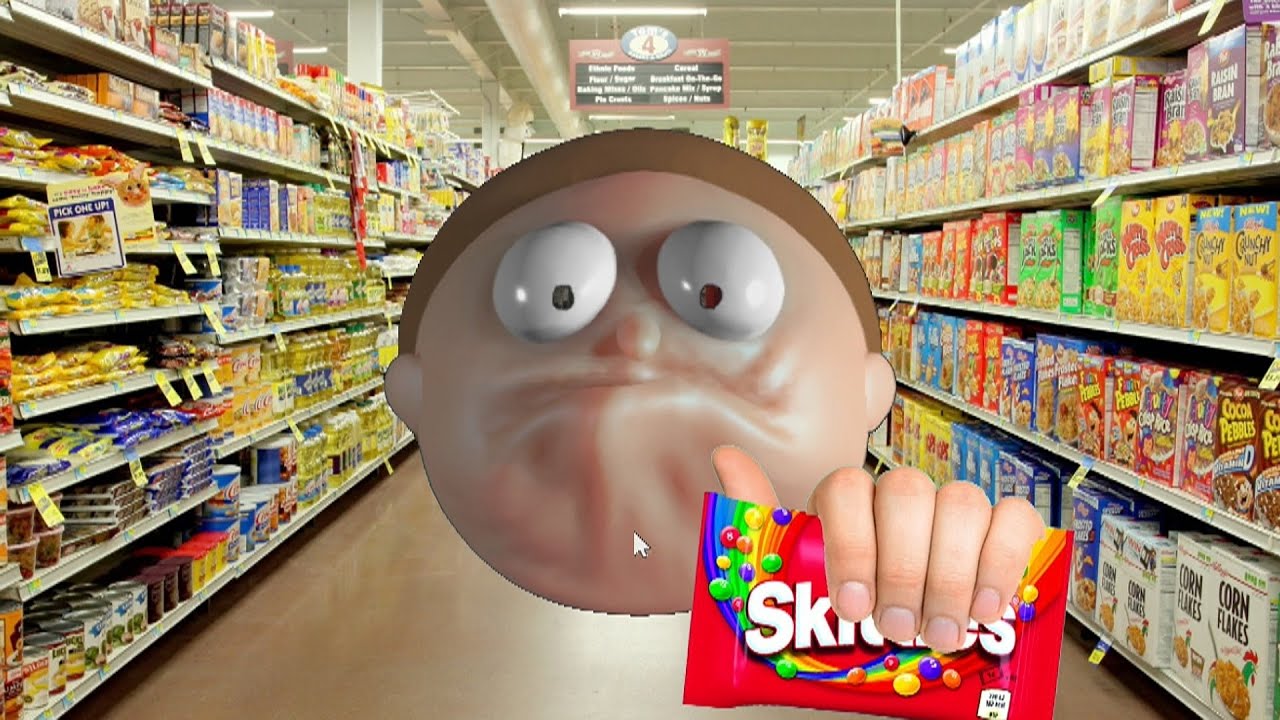 Stretchy Morty wants some Skittles