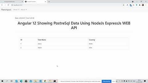 Angular 12 Showing PostgreSQL Data Using NodeJS Express WEB API