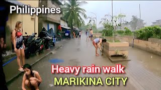 Heavy Rain walking Tour at Malanday, Marikina City Philippines [4K]