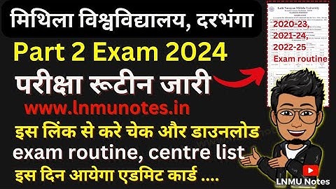 LNMU Part 2 Exam routine jaari | Session 2022-25 BA/BSC/BCOM exam schedule/centre list @lnmunotes
