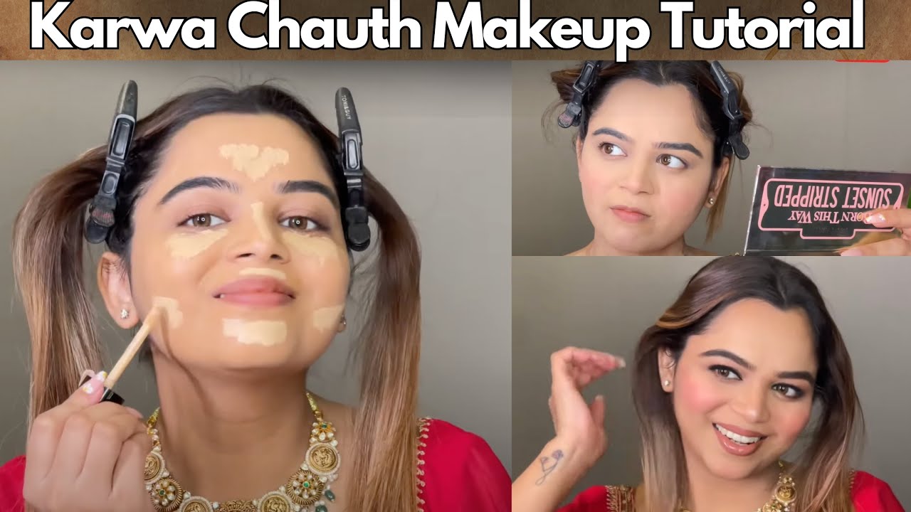 Get festive-ready with this uncut Karwa Chauth makeup tutorial – flawless, effortless, stunning! ✨