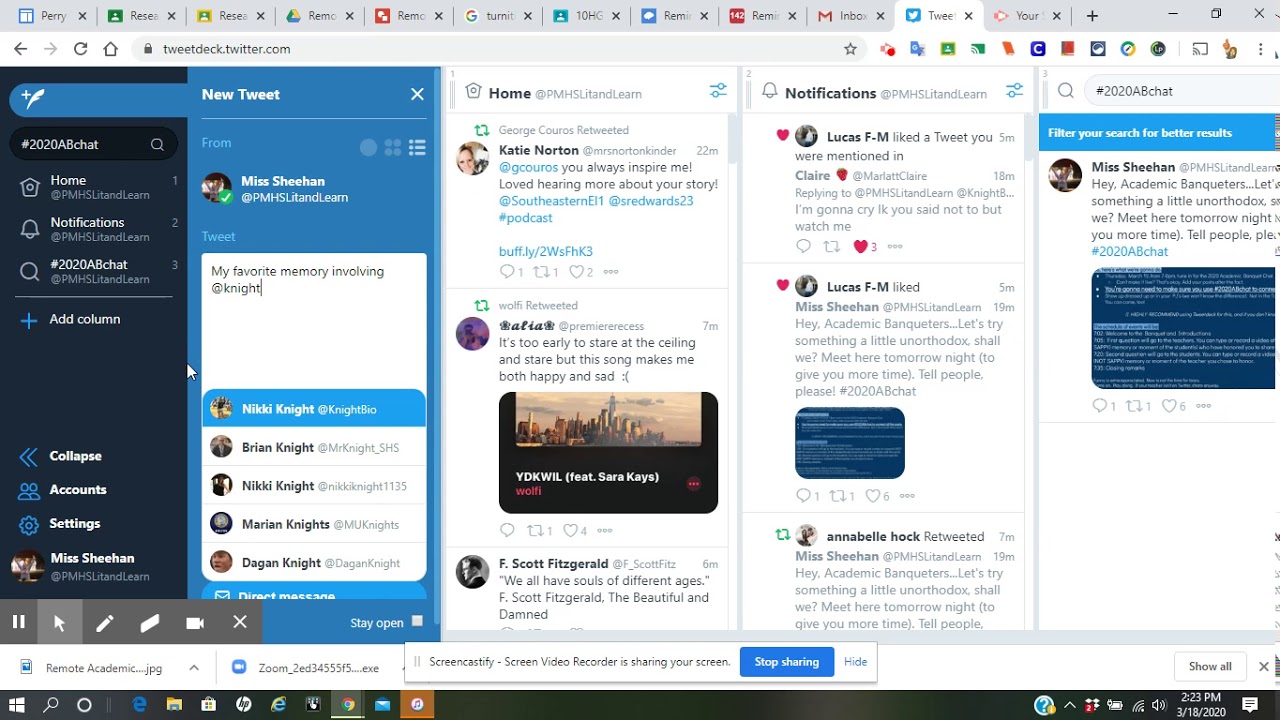 Using Tweetdeck (quick tutorial for Academic Banquet Chat) 