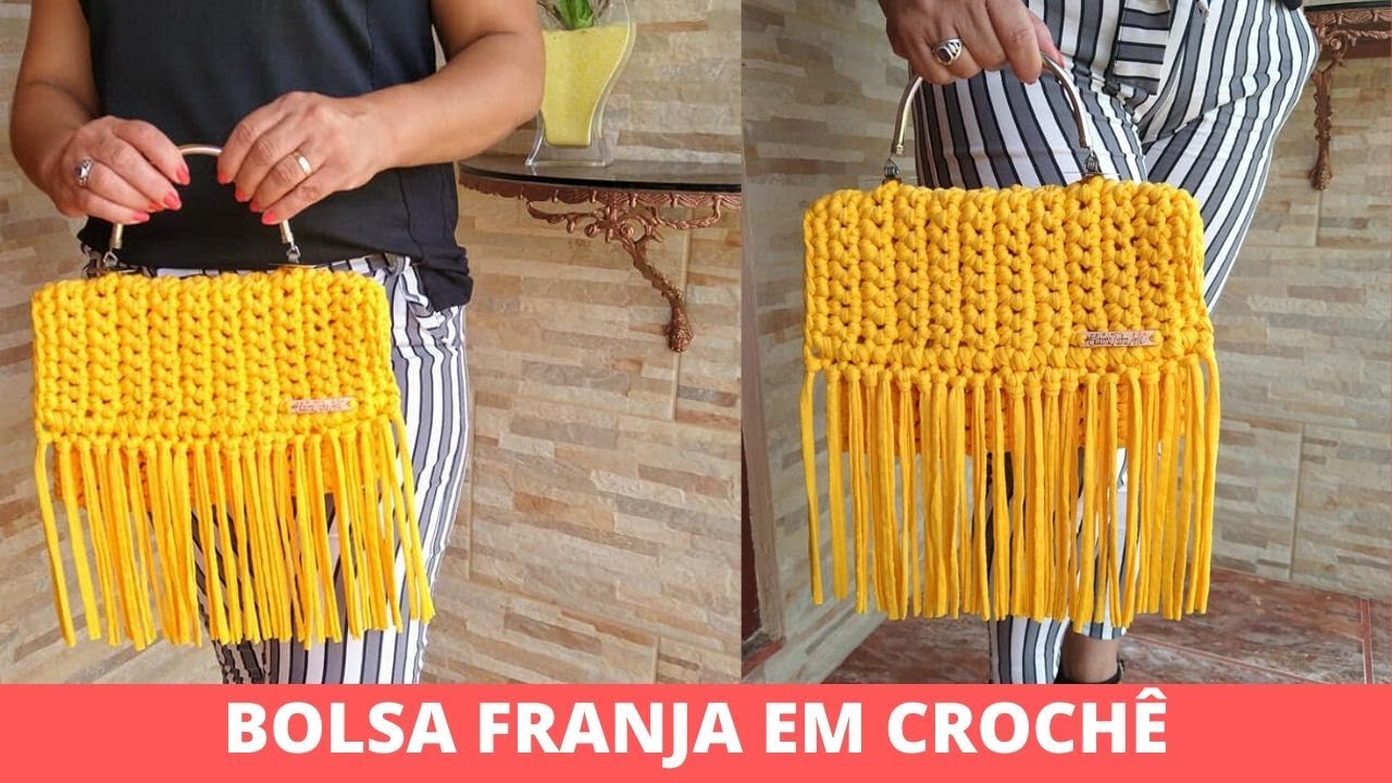 Bolsa de croche com franja Clearance