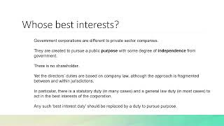 CLARS In Whose Best Interests Directors' Duties in Government Owned Corporations