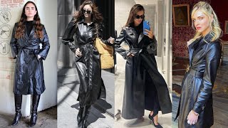 2023 Trending Attractive Leather Long Coat Ideas #leatherfashion #wednesdayaddams #trendingvideo