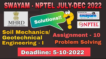 NPTEL Soil Mechanics/Geotechnical Engineering - I #assignment -10 I July-Dec 2022 Detailed Solutions