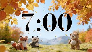 🍂 7 Minute Fall Focus Timer | Cute Animals in Cozy Meadow | Calm Acoustic Guitar & Piano Music