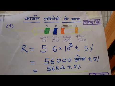 resistor colour code कार्बन प्रतिरोध वर्ण कोड 12th in hindi by gajendra singh rathore ratlam