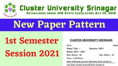 1st Semester New Paper Pattern for 2021 Session Cluster University Srinagar | Download Admit Card