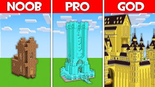 Minecraft Battle: SECRET CASTLE BUILD CHALLENGE - NOOB vs PRO vs HACKER vs GOD in Minecraft!