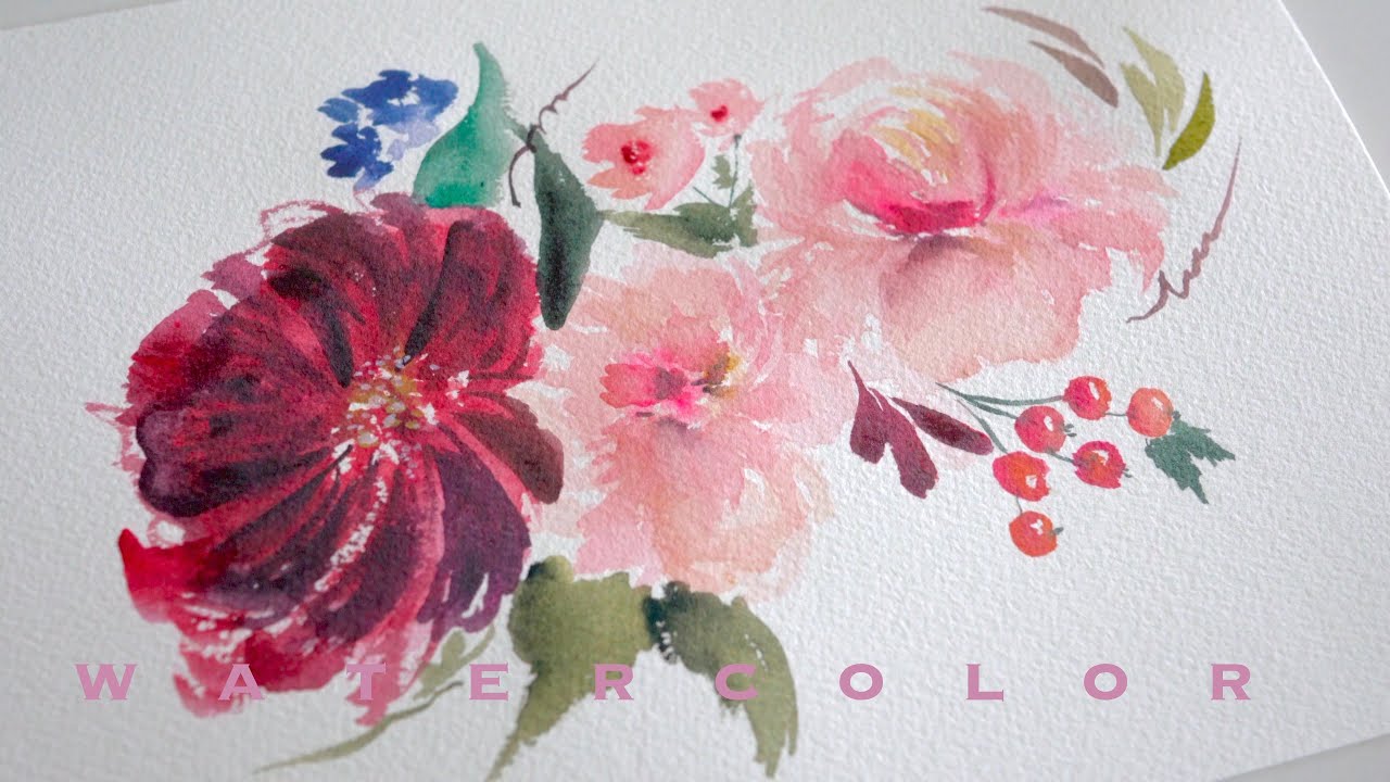 How to Paint Basic Floral Bouquet with || WATERCOLOR PAINTING | Loose ...