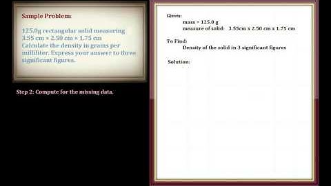 Solution to Density Problem Examples