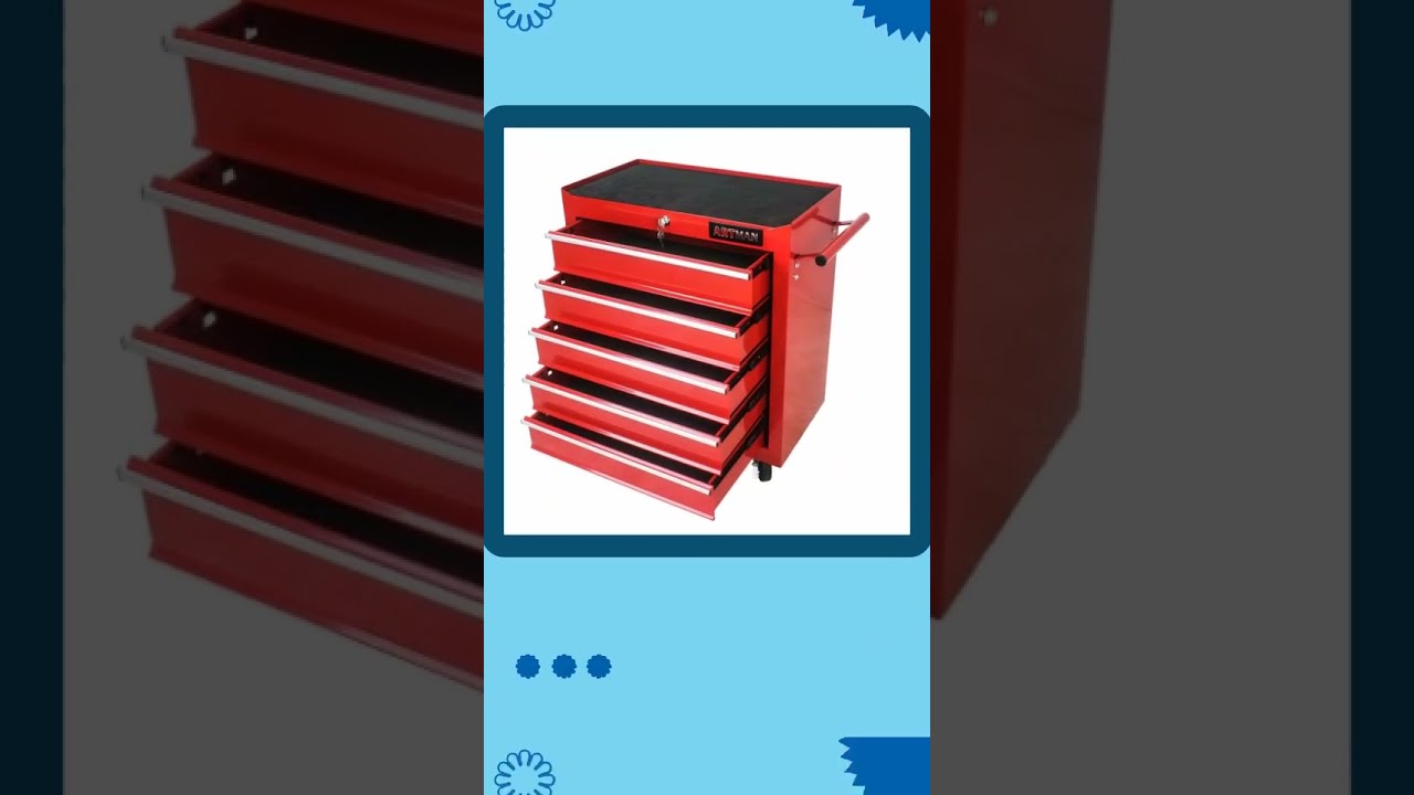 5 Drawer Tool Chest, Tool Storage Cabinet for Garage Storage with 4 Wheels and Locking System, RED