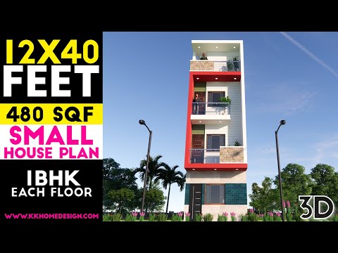 12x40 Feet Small House Design With Front Elevation || 1 BHK Each Floor || 12 by 40 Feet Plan#51