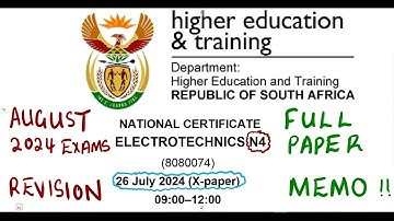 Electrotechnics N4 August 2024 Memo Full Paper @mathszoneafricanmotives