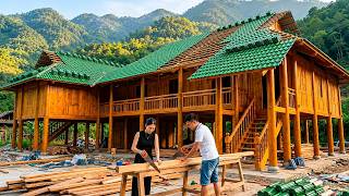 Young Couple Built a Wooden Villa Deep in the Forest Together Right After Their Wedding Ceremony.