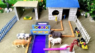 Diy How To Make Cow Shed House | DIY tractor Farm Diorama with house for cow, pig @sanofarmer