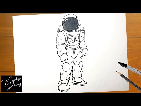 Premium Vector | Black outline drawing astronaut astronaut coloring book