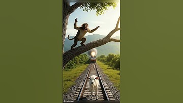 "The monkey saves the cow’s calf from a dangerous path.😭😢🙏#aivideo #shorts #trending #funny #reels