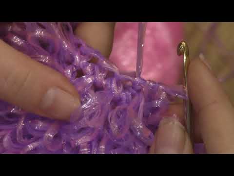 Вязание мочалки с вытянутыми петлями крючком