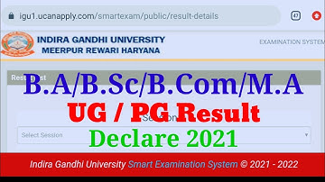 IGU B.a/B.sc/B.com/M.A/M.sc result 2021, igu 1sem result 2021
