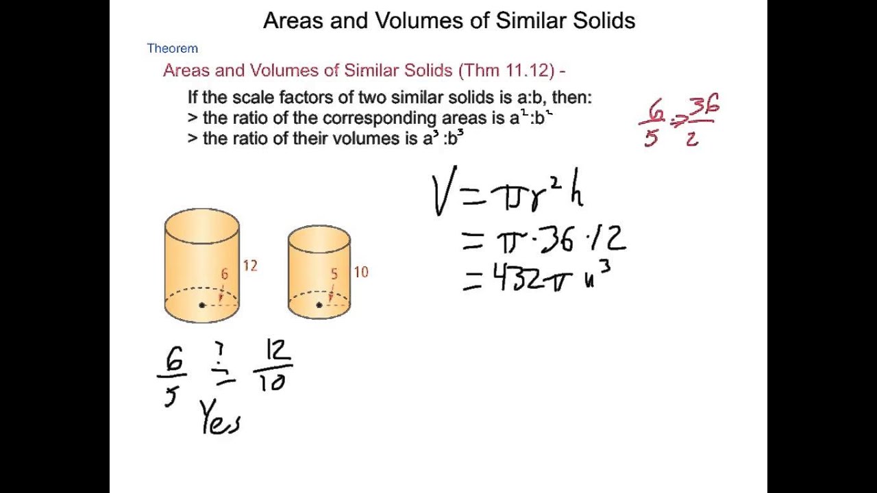 Geometry 11.7 Areas and Volumes of Similar Solids - YouTube