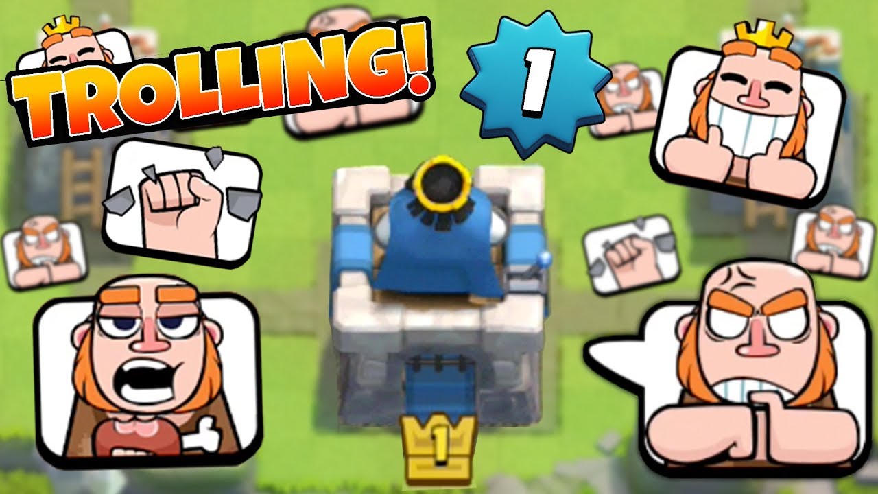 Level 1 Trolls W New Giant Emote Spam Wins Clash Royale New Emotes High Level 1 Gameplay Youtube