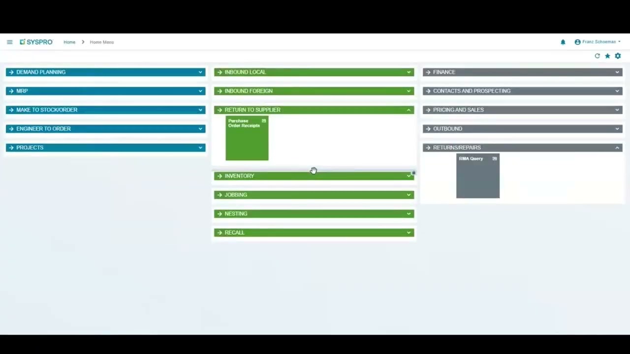 Syspro | Return to Supplier