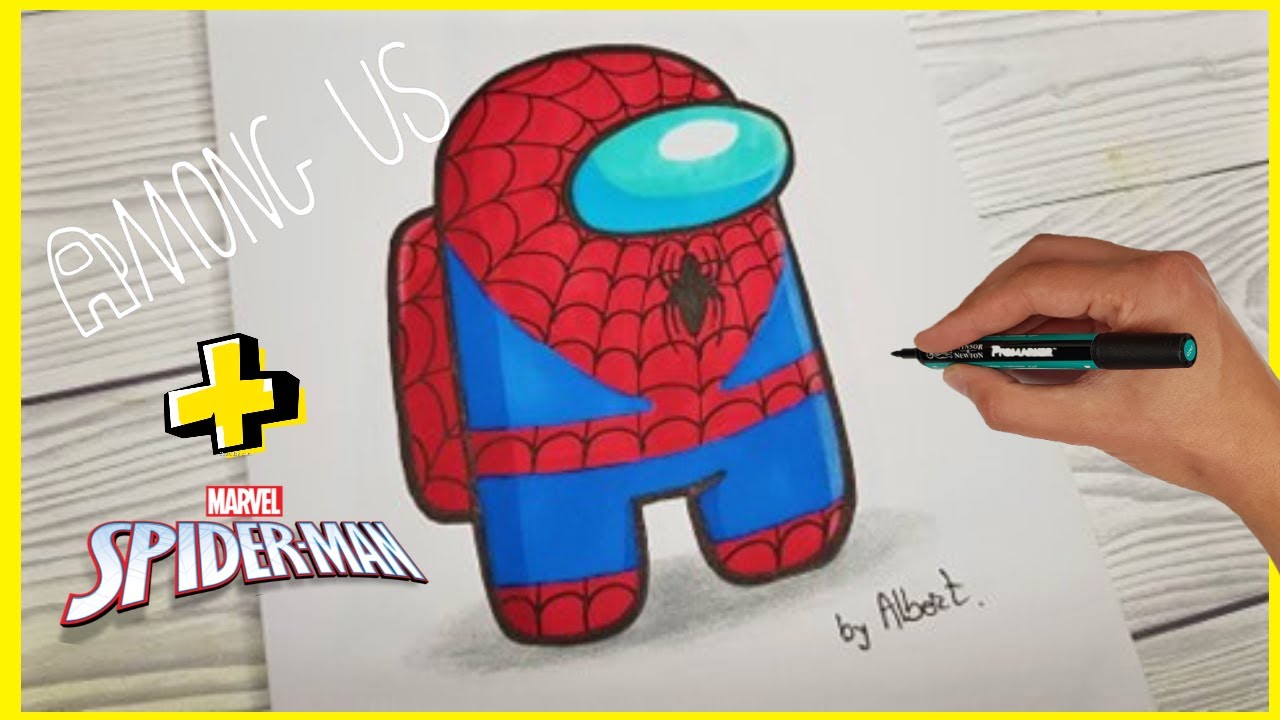 Jelly Among Us Spider Man - Drawing Spider-Man Among us character