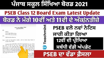 PSEB Class 12 Exam Latest Update l PSEB Class 10 & 11 Marks Upload | PSEB Class 12 News | Teachmint