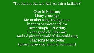 Video thumbnail of "Too-Ra-Loo-Ra-Loo-Ral That's an Irish Lullaby words lyrics text Sing Along song"
