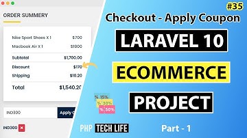 Laravel 10 Ecommerce Project | #35 Checkout - Apply Discount Coupon | Frontend | PHP Tech Life Hindi