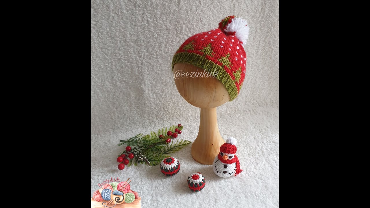 YENİ YIL BERESİ 3 - 4 AYLIK BEBEKLER İÇİN ÇAM AĞAÇLI BERE ÖRÜYORUZ #bebekörgüleri #bebekberesi #bere